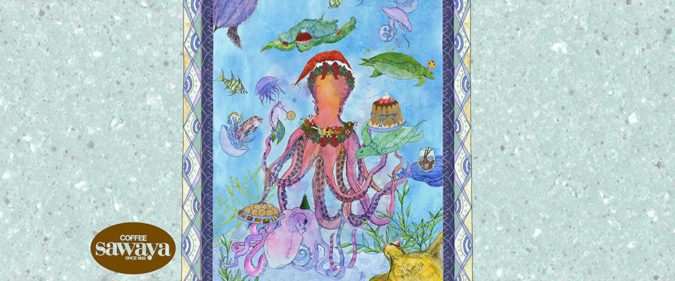 2025年クリスマス缶ラベル タコ