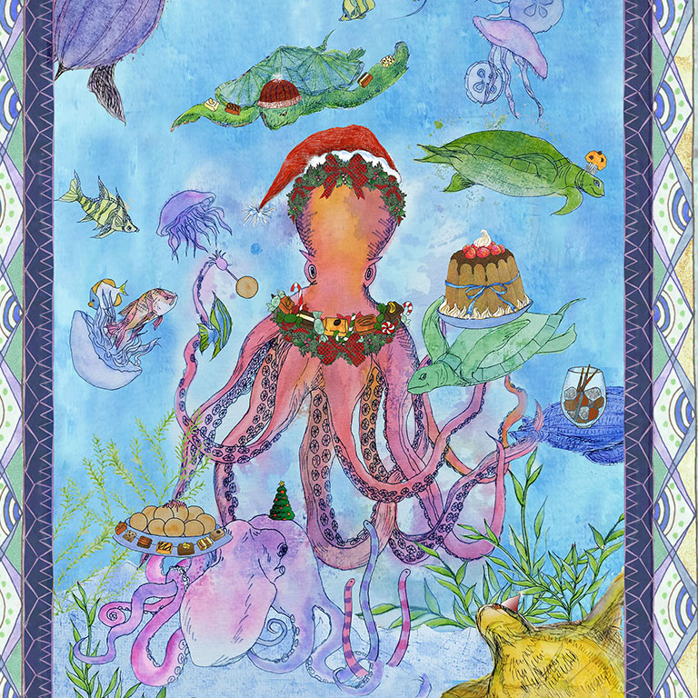 2025年クリスマス缶ラベル タコ